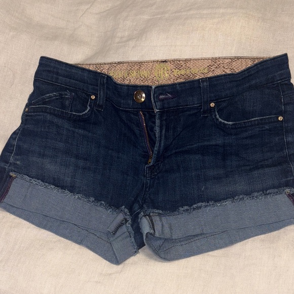 Rich & Skinny Deep Indigo Frayed Jean Shorts - Picture 1 of 3